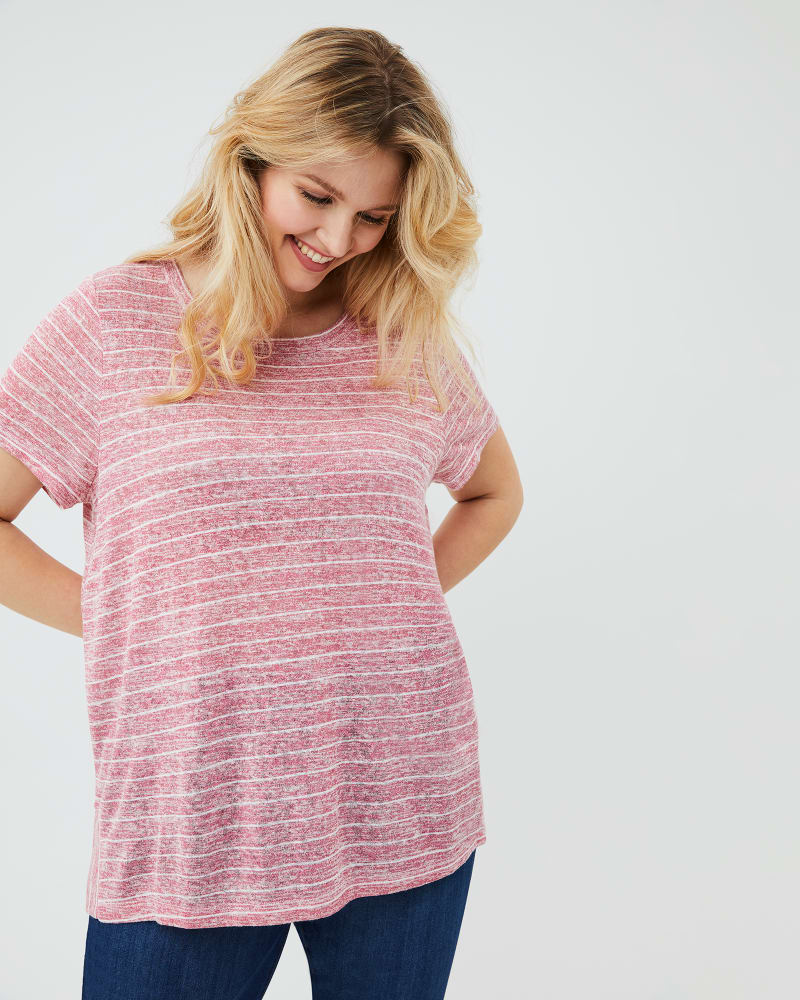 Front of plus size Amanda Striped Tunic Tee by Molly&Isadora | Dia&Co | dia_product_style_image_id:155806